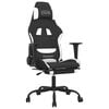 vidaXL Gaming-Stuhl mit Massage & Fu&szlig;st&uuml;tze Schwarz und Wei&szlig; Stoff