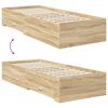vidaXL Bettrahmen Sonoma Eiche und Silber 75 x 190 cm Holzwerkstoff