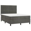 vidaXL Boxspringbett mit Matratze & LED Dunkelgrau 140x190 cm Samt