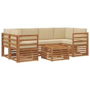 vidaXL Outdoor-Sofagarnitur 7 stk. Natur und Beige Massivholz Akazie