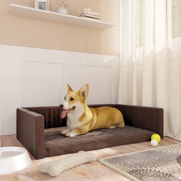 vidaXL Kofferraum-Hundebett Braun 110x70 cm Leinenoptik