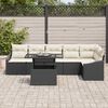 vidaXL Garten-Sofa-Set mit Kissen mit Speicher 7 pcs Schwarz und Creme