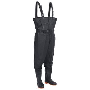 vidaXL Wathose mit Stiefeln und G&uuml;rtel Schwarz Gr&ouml;&szlig;e 38