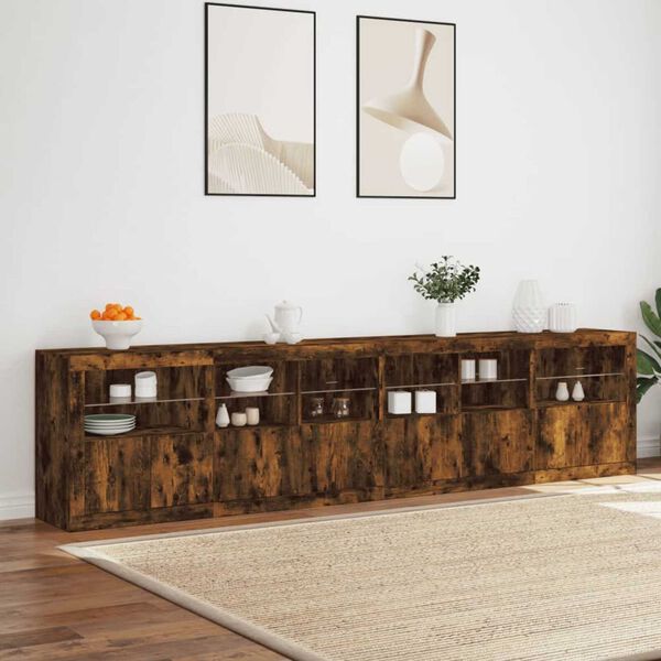 vidaXL Sideboard mit LED-Leuchten R&auml;uchereiche 283x37x67 cm