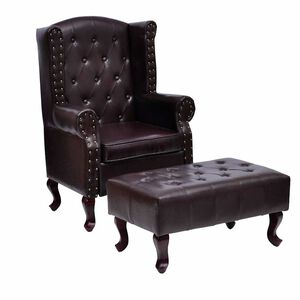 vidaXL Sessel mit Fu&szlig;hocker Dunkelbraun Kunstleder