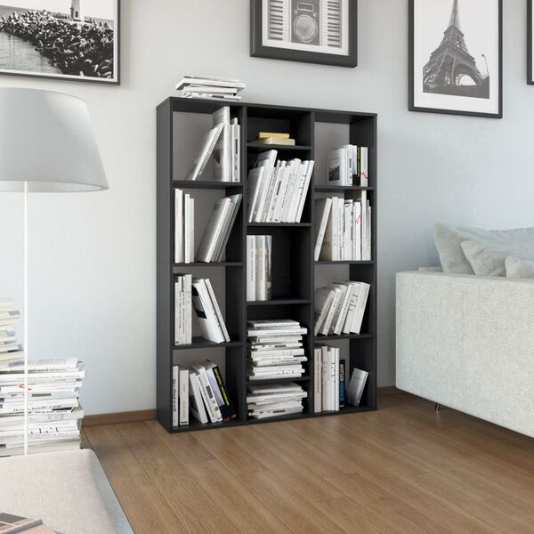 vidaXL Raumteiler/Bücherregal Schwarz 100x24x140 cm Holzwerkstoff