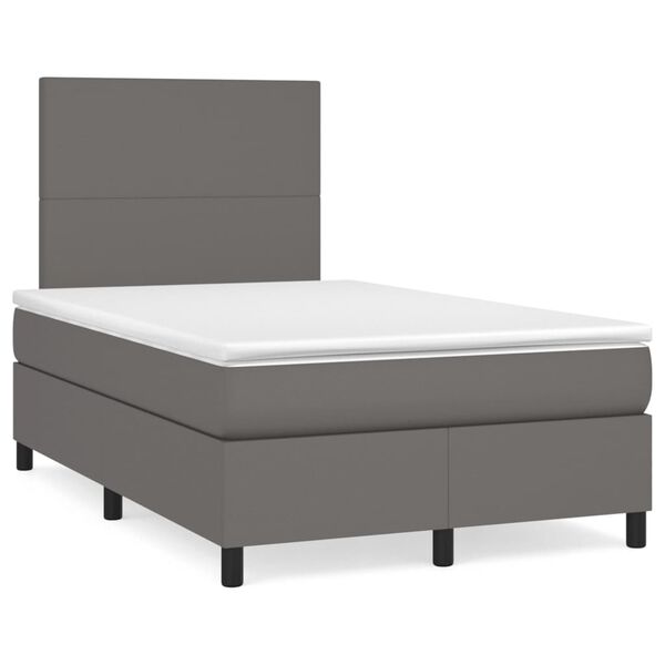 vidaXL Boxspringbett mit Matratze Grau 120x190 cm Kunstleder
