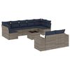 vidaXL 10-teiliges Gartensofa-Set mit Kissen, grau, Polyrattan