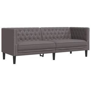 vidaXL Chesterfield-Sofa 3-Sitzer Grau Kunstleder