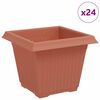 vidaXL Quadratischer Blumentopf 24 pcs Ziegelrot 20 x 20 x 16 cm