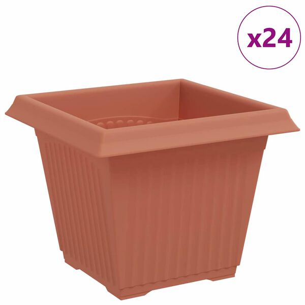 vidaXL Quadratischer Blumentopf 24 pcs Ziegelrot 20 x 20 x 16 cm