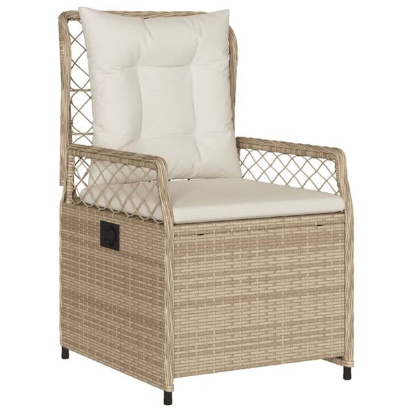 vidaXL 9-tlg. Garten-Essgruppe mit Kissen Beige Poly Rattan