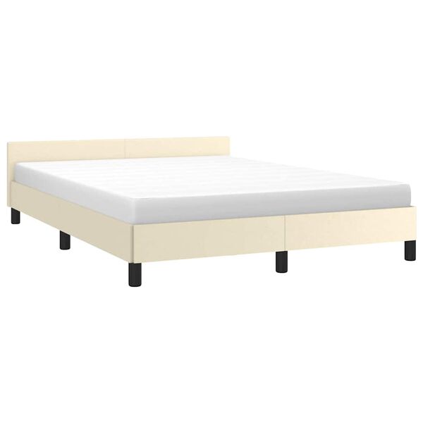 vidaXL Bettgestell mit Kopfteil ohne Matratze Creme 140x190 cm