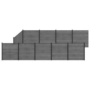 vidaXL Zaunelement 10 pcs WPC und Aluminium Grau