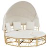 vidaXL Outdoor-Loungebett mit Dach und Kissen Poly Rattan