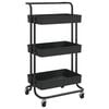 vidaXL K&uuml;chenwagen 3 Etagen Schwarz 42x35x85 cm Eisen und ABS