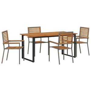 vidaXL Garten Essgruppe 5 stk. Grau Massivholz Akazie