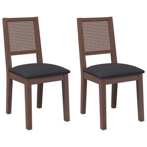 vidaXL Esszimmerst&uuml;hle mit Kissen 2 Stk. Braun Massivholz Gummibaum