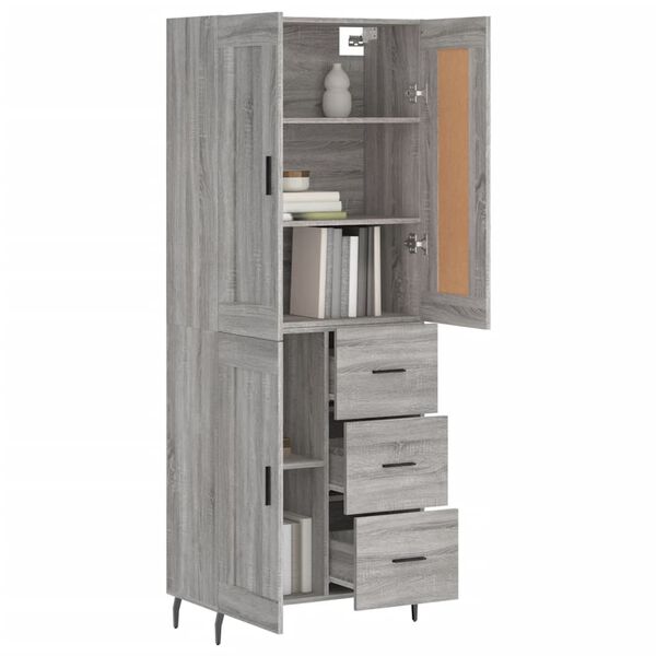 vidaXL Highboard Grau Sonoma 69,5x34x180 cm Holzwerkstoff