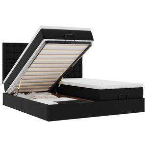 vidaXL Ottoman-Bett mit Matratzen Schwarz 200x200 cm Kunstleder