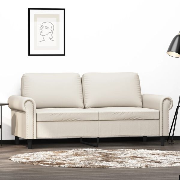 vidaXL 2-Sitzer-Sofa Creme 140 cm Kunstleder