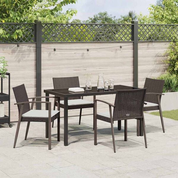 vidaXL Garten Essgruppe 5 pcs Braun und Schwarz PE-Rattan