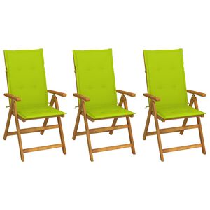 vidaXL Klappst&uuml;hle 3 Stk. mit Auflagen Massivholz Akazie