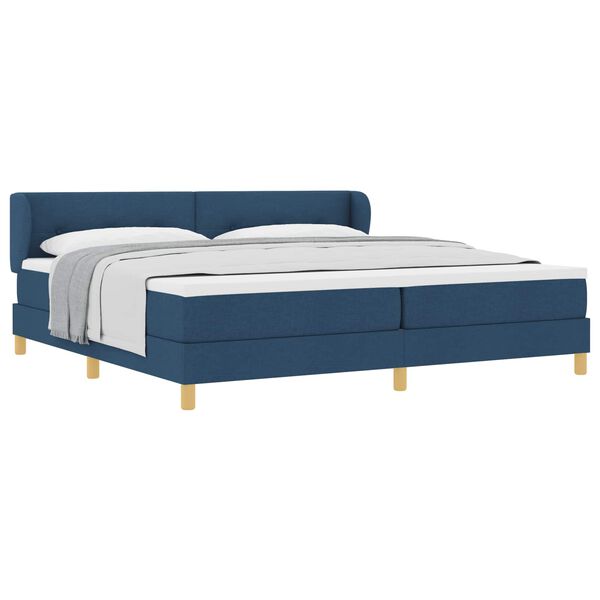 vidaXL Boxspringbett mit Matratze mit Kopfteil Blau 200 x 200 cm Stoff