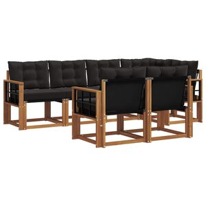 vidaXL Outdoor-Sofagarnitur mit Kissen 7 pcs Nat&uuml;rlich und Schwarz
