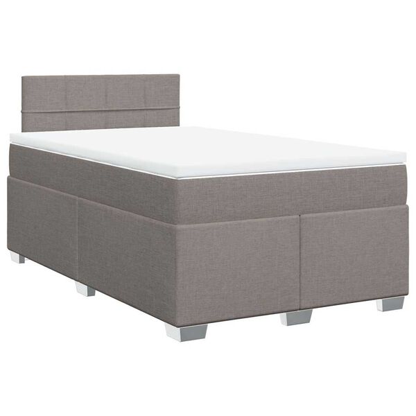 vidaXL Boxspringbett mit Matratze Taupe 120x190 cm Stoff
