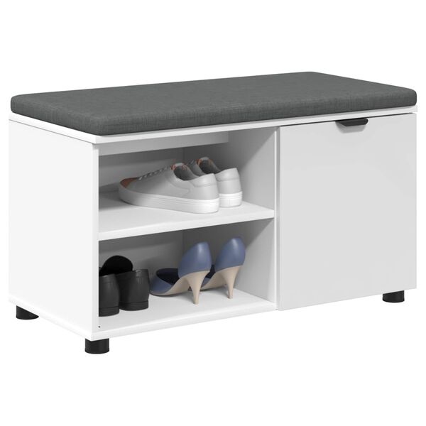 vidaXL Flurbank mit Kissen Uni Wei&szlig; 80 x 38 x 46 cm