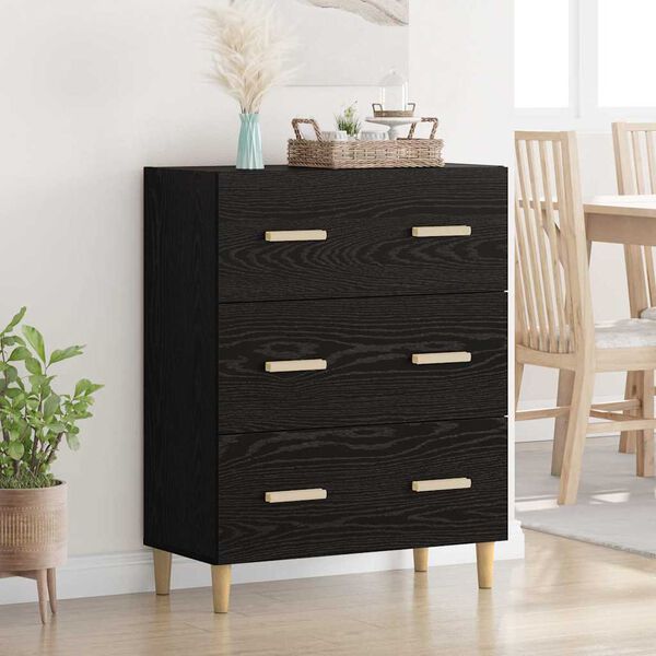 vidaXL Sideboard Schwarz Eichen-Optik 69,5 x 34 x 90 cm Holzwerkstoff