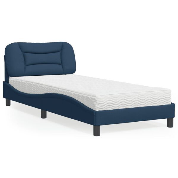 vidaXL Bett mit Matratze "Hvar" Blau 90x190 cm Stoff