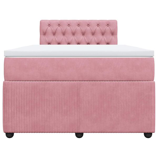 vidaXL Boxspringbett mit Matratze Rosa 120x190 cm Samt