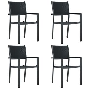 vidaXL Gartenst&uuml;hle 4 Stk. Schwarz Kunststoff Rattan-Optik