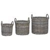 vidaXL Blumentopfkorb mit Speicher 3 pcs Kubu Grau Kubu Rattan