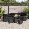 vidaXL Gartensofa-set mit Kissen 11 pcs Schwarz Poly-Rattan