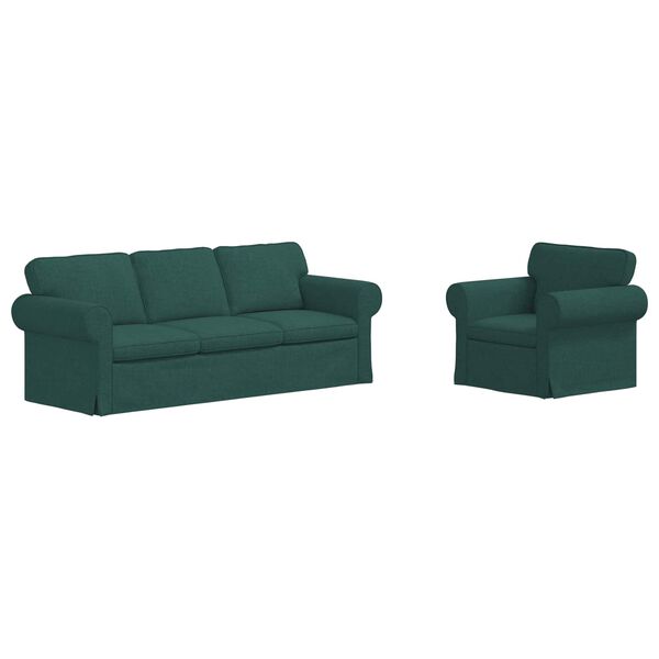 vidaXL Sofa 2 pcs Dunkelgr&uuml;n 215 x 82 x 80 cm Stoff