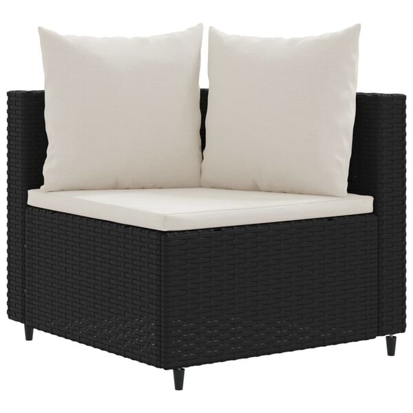 vidaXL 7-tlg. Garten-Sofagarnitur mit Kissen Schwarz Poly Rattan