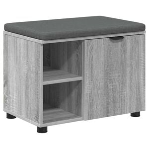 vidaXL Flurbank mit Kissen mit Regal Graues Sonoma 60 x 38 x 46 cm