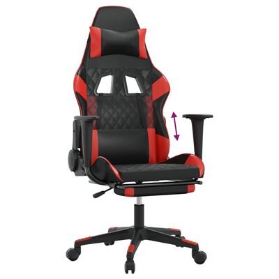 vidaXL Gaming-Stuhl mit Fußstütze Schwarz und Rot Kunstleder