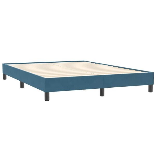 vidaXL Boxspringbett mit Matratze Dunkelblau 140x210 cm Samt