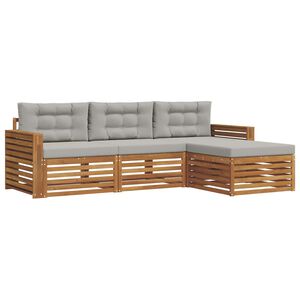 vidaXL Outdoor-Sofagarnitur mit Kissen Nat&uuml;rlich und Hellgrau