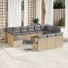 vidaXL 14-tlg. Garten-Sofagarnitur mit Kissen Beige Poly Rattan