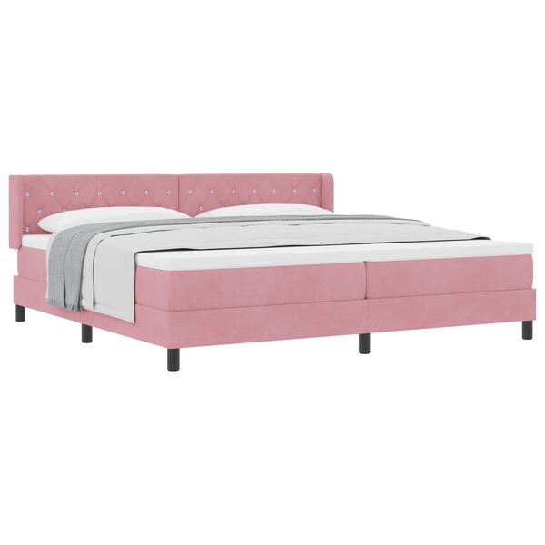 vidaXL Boxspringbett mit Matratze mit Kopfteil Rosa 200 x 200 cm Samt