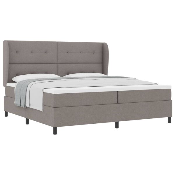 vidaXL Boxspringbett mit Matratze Taupe 200 x 200 cm Stoff