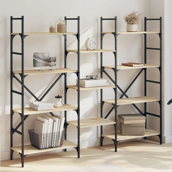 vidaXL B&uuml;cherregal Sonoma-Eiche 160x28,5x136,5 cm Holzwerkstoff
