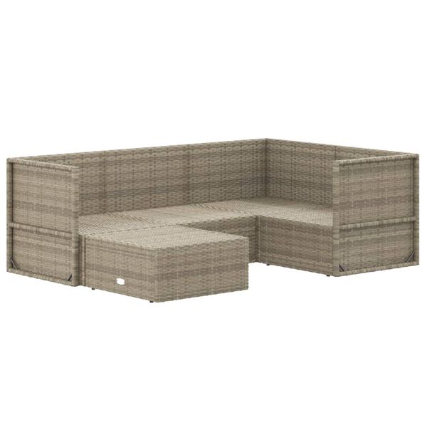 vidaXL 5-tlg. Garten-Lounge-Set mit Kissen Grau Poly Rattan