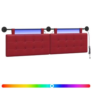 vidaXL H&auml;ngendes Kopfteil Mit LED Licht Weinrot Kunstleder