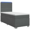 vidaXL Boxspringbett mit Matratze und LED Dunkelgrau 90 x 190 cm Stoff
